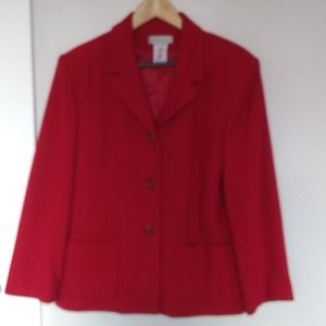 Red 100% Wool Blazer size 14